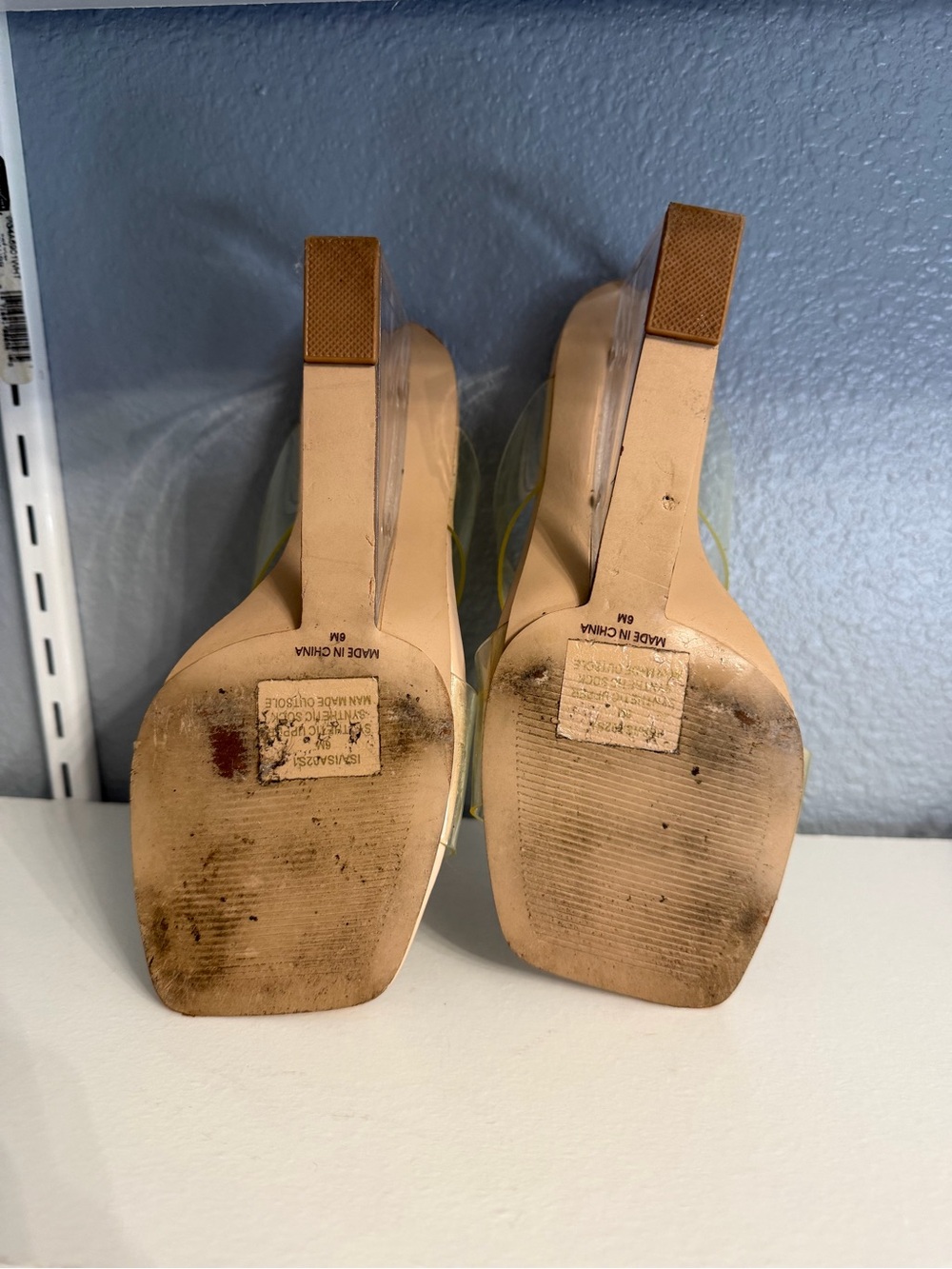 Steve Madden Nude Clear Strap Block Heel Sandals - Picture 5 of 6